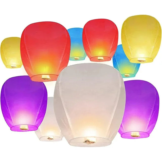 ASSORTED COLOR SKY  LANTERNS - SELECT QUANTITIES