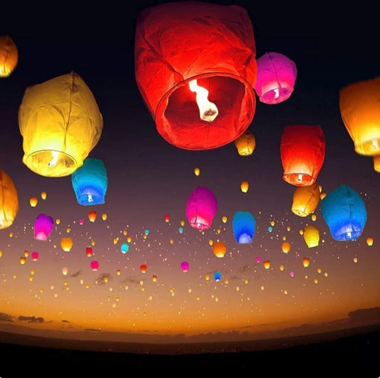 ASSORTED COLOR SKY  LANTERNS - SELECT QUANTITIES